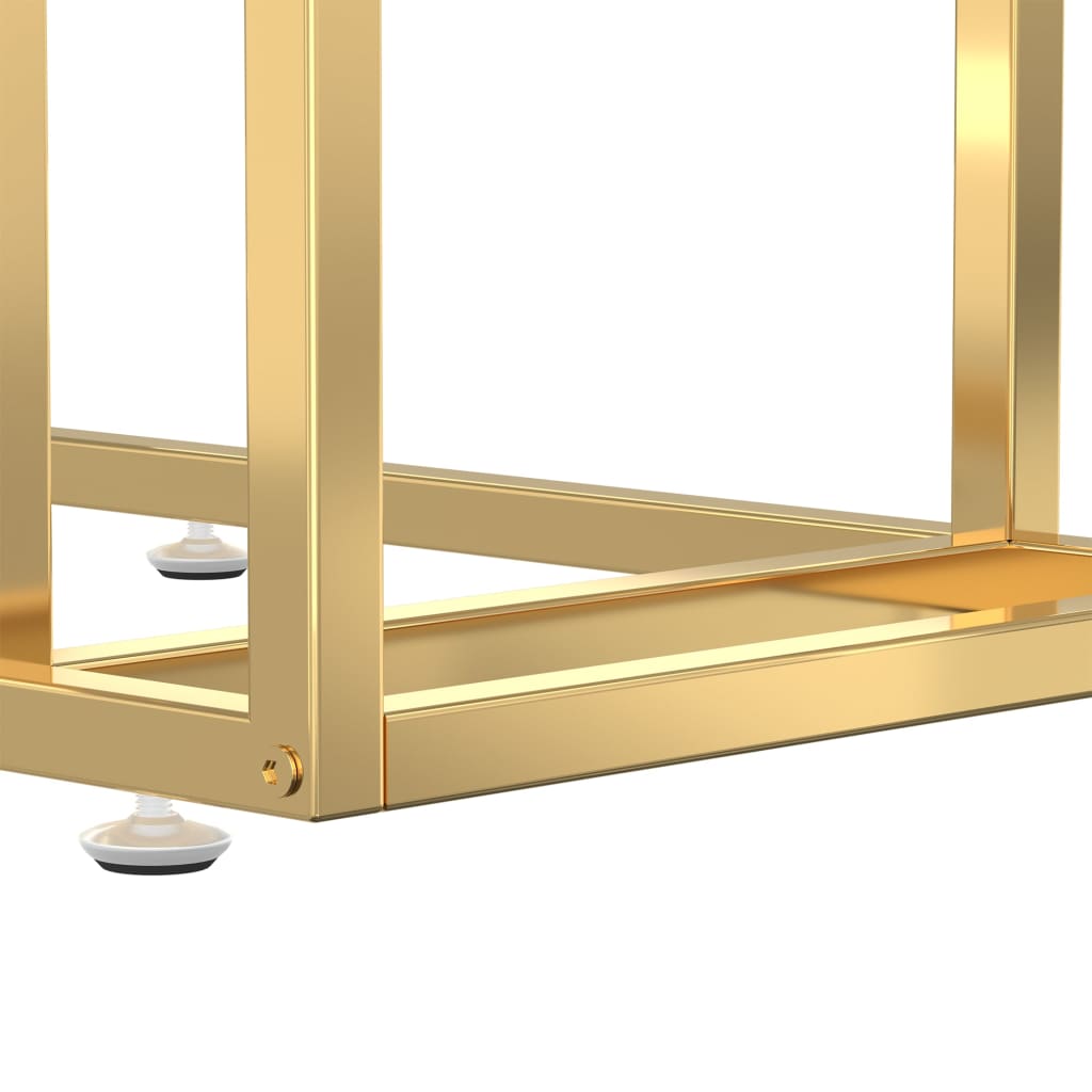 Computer Side Table White Marble 50x35x65 cm Tempered Glass