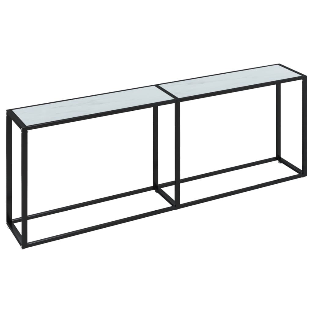 Console Table White Marble 220x35x75.5cm Tempered Glass