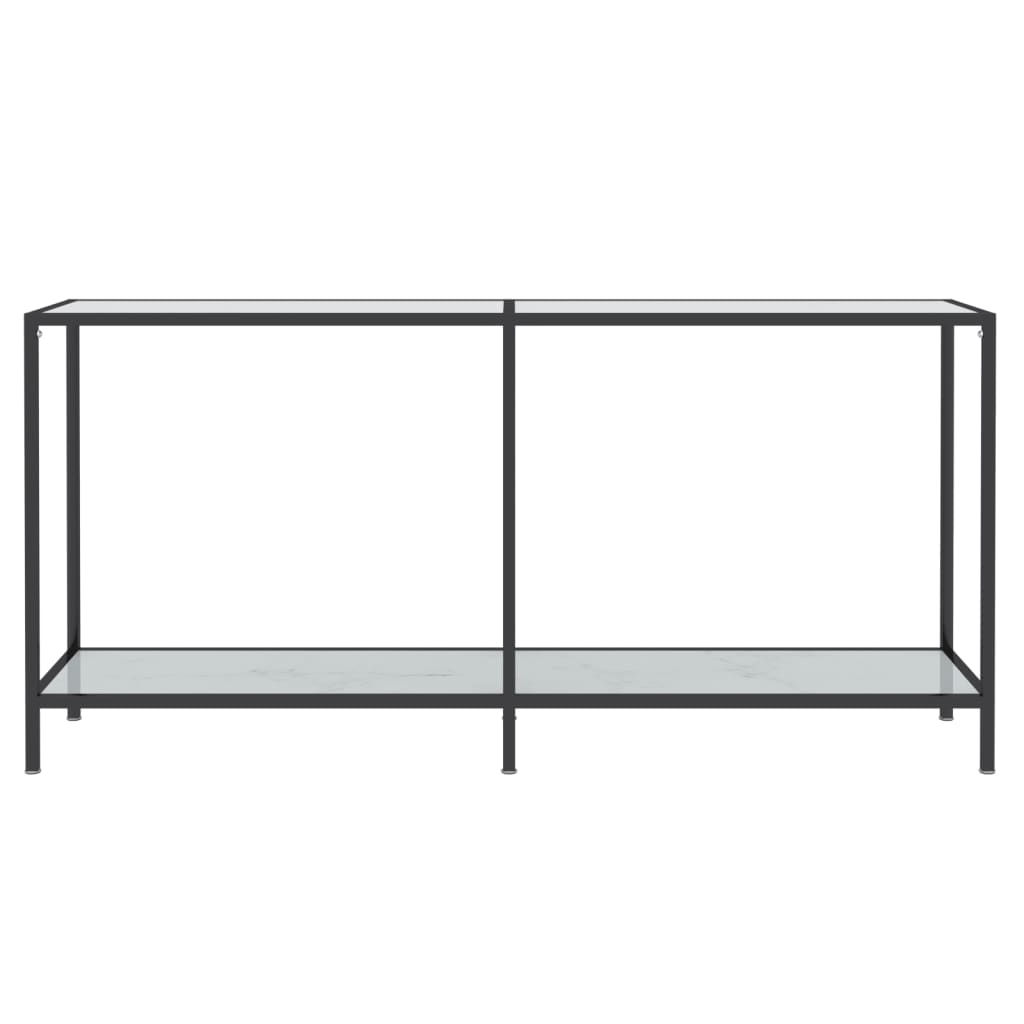 Console Table White 160x35x75.5 cm Tempered Glass