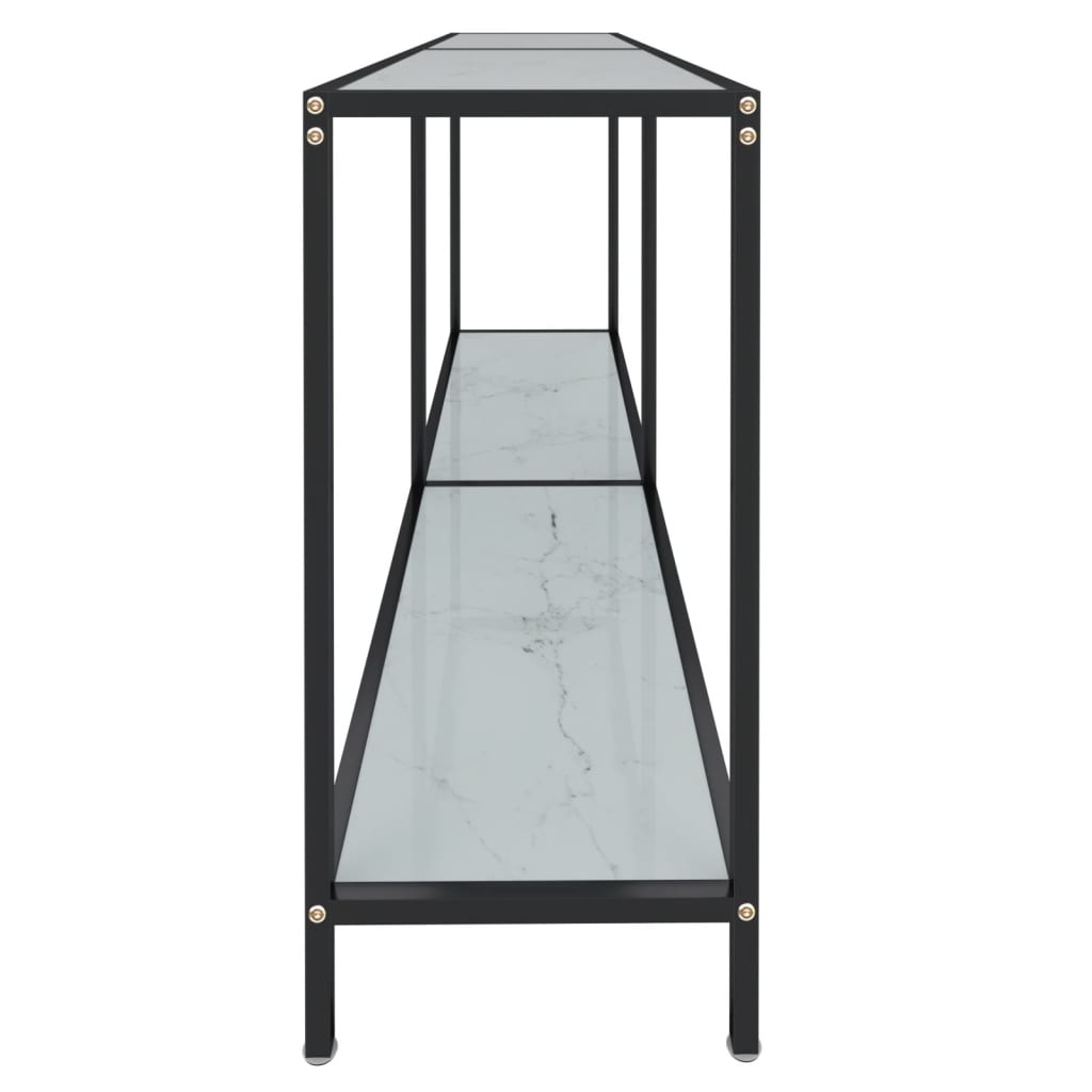 Console Table White 160x35x75.5 cm Tempered Glass