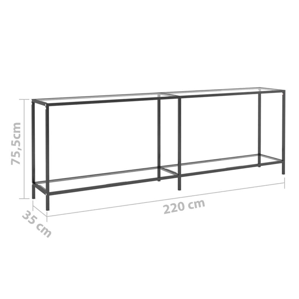 Console Table Transparent 220x35x75.5 cm Tempered Glass