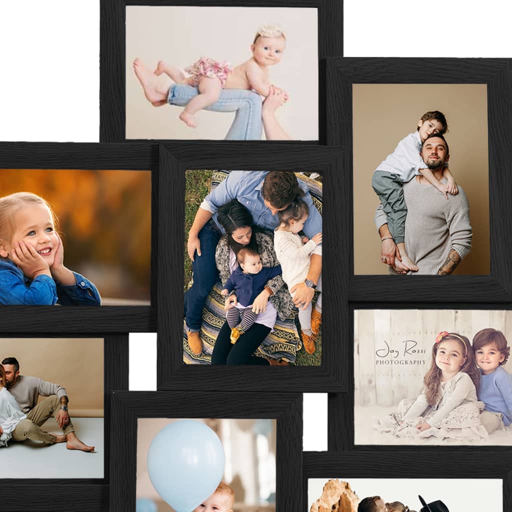 Collage Photo Frame for 10x(13x18 cm) Picture Black MDF