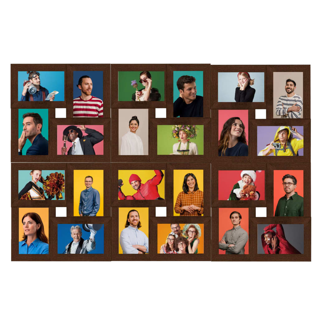 Collage Photo Frame for 24x(13x18 cm) Picture Dark Brown MDF