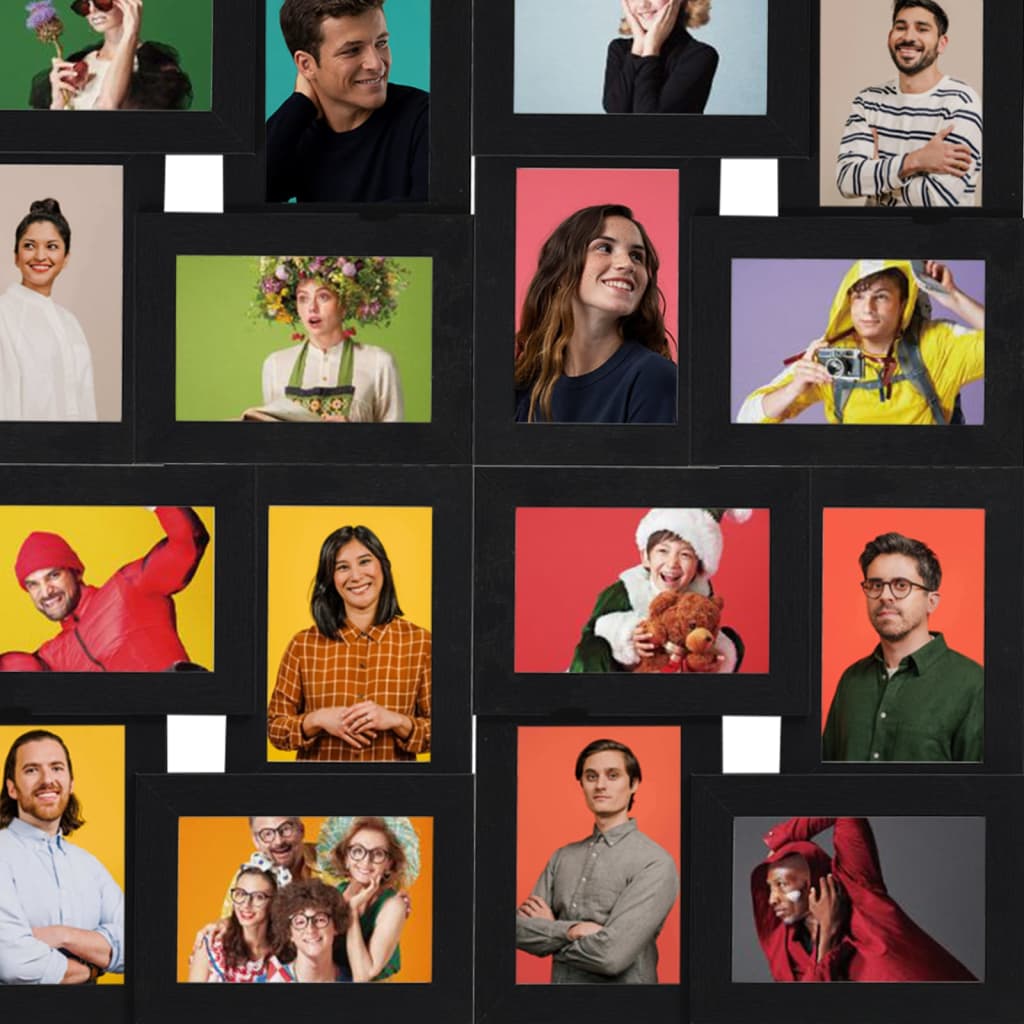 Collage Photo Frame for 24x(10x15 cm) Picture Black MDF