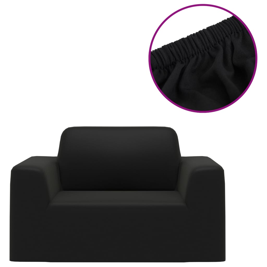 Stretch Couch Slipcover Black Polyester Jersey