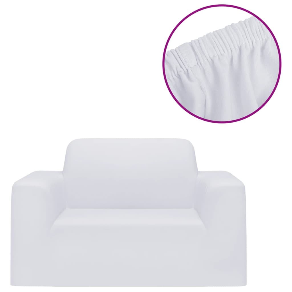 Stretch Couch Slipcover White Polyester Jersey