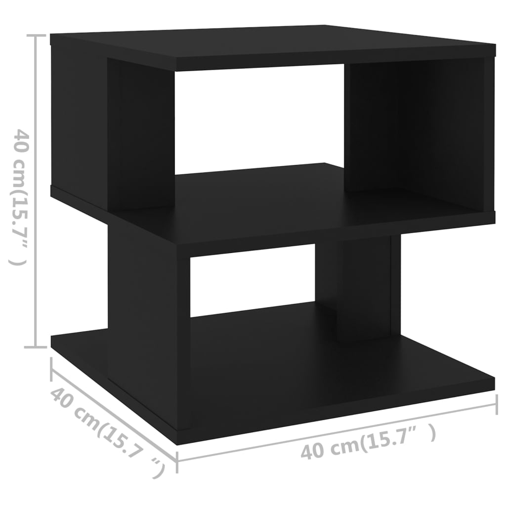 Side Table Black 40x40x40 cm Engineered Wood