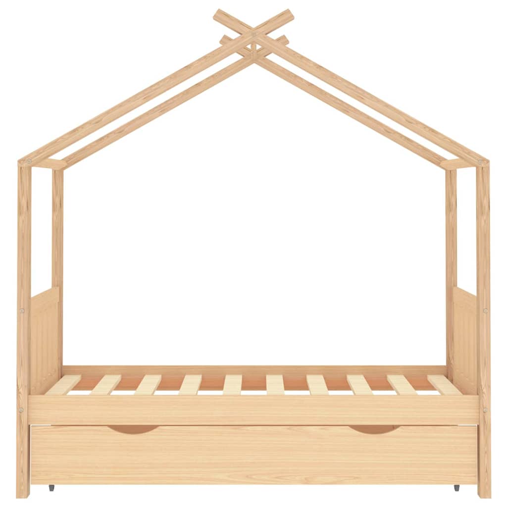 Kids Bed Frame with a Drawer Solid Pine Wood 80x160 cm