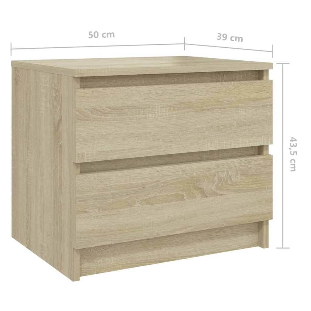 Bed Cabinets 2 pcs Sonoma Oak 50x39x43.5 cm Engineered Wood