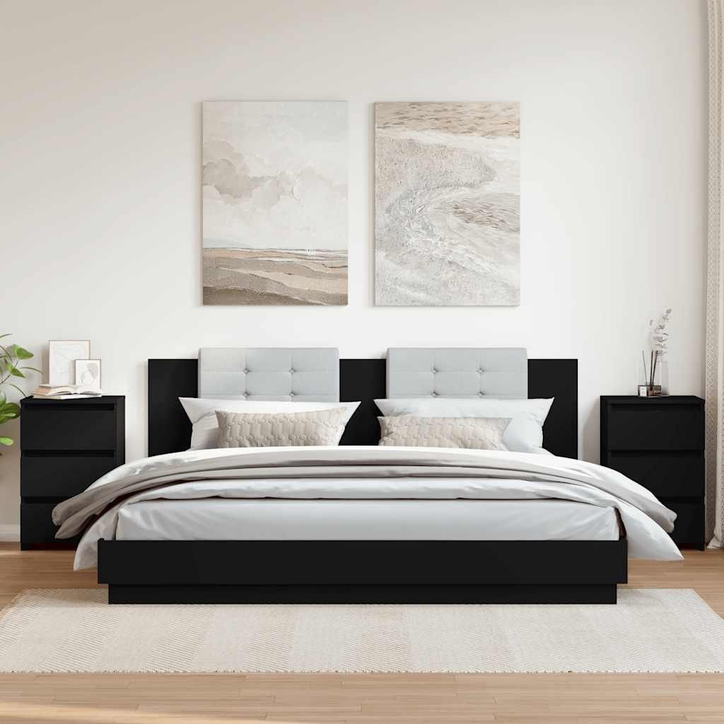 Bed Cabinets 2 pcs Black 40x35x62.5 cm Engineered Wood