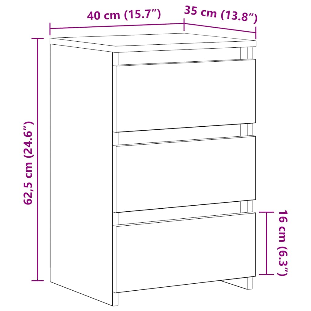 Bed Cabinets 2 pcs High Gloss White 40x35x62.5 cm Engineered Wood