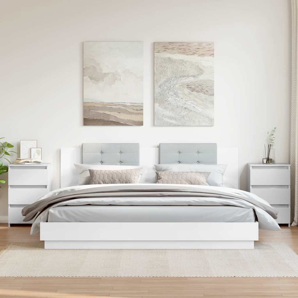 Bed Cabinets 2 pcs High Gloss White 40x35x62.5 cm Engineered Wood