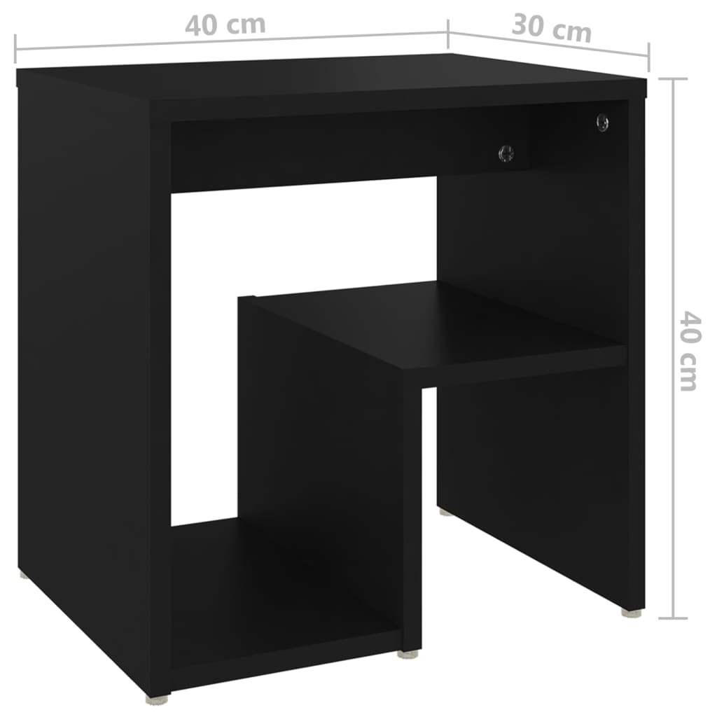 Bed Cabinets 2 pcs Black 40x30x40 cm Engineered Wood