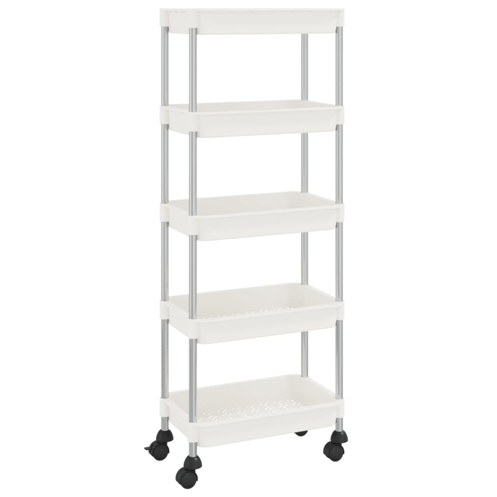 5-Tier Kitchen Trolley White 42x29x128 cm Iron and ABS