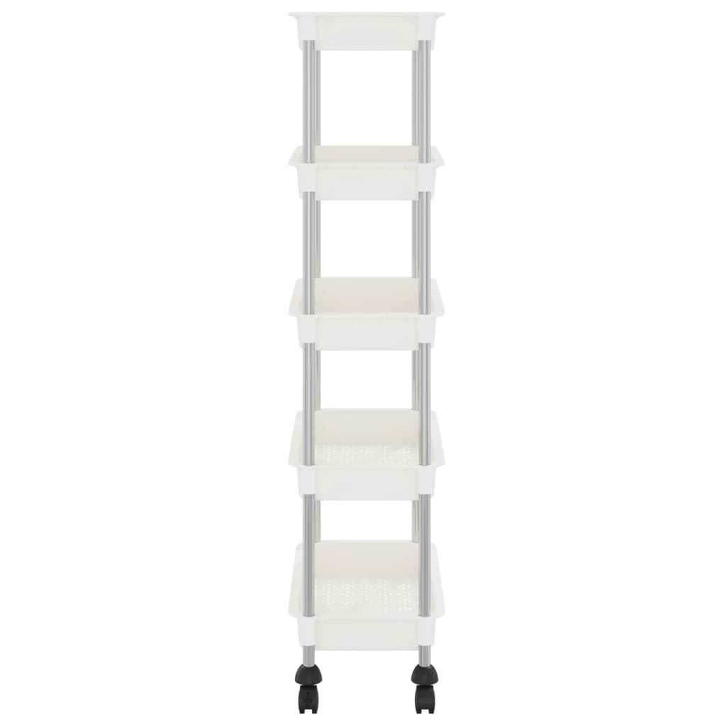 5-Tier Kitchen Trolley White 42x29x128 cm Iron and ABS