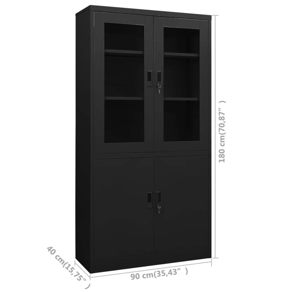 Office Cabinet Black 90x40x180 cm Steel