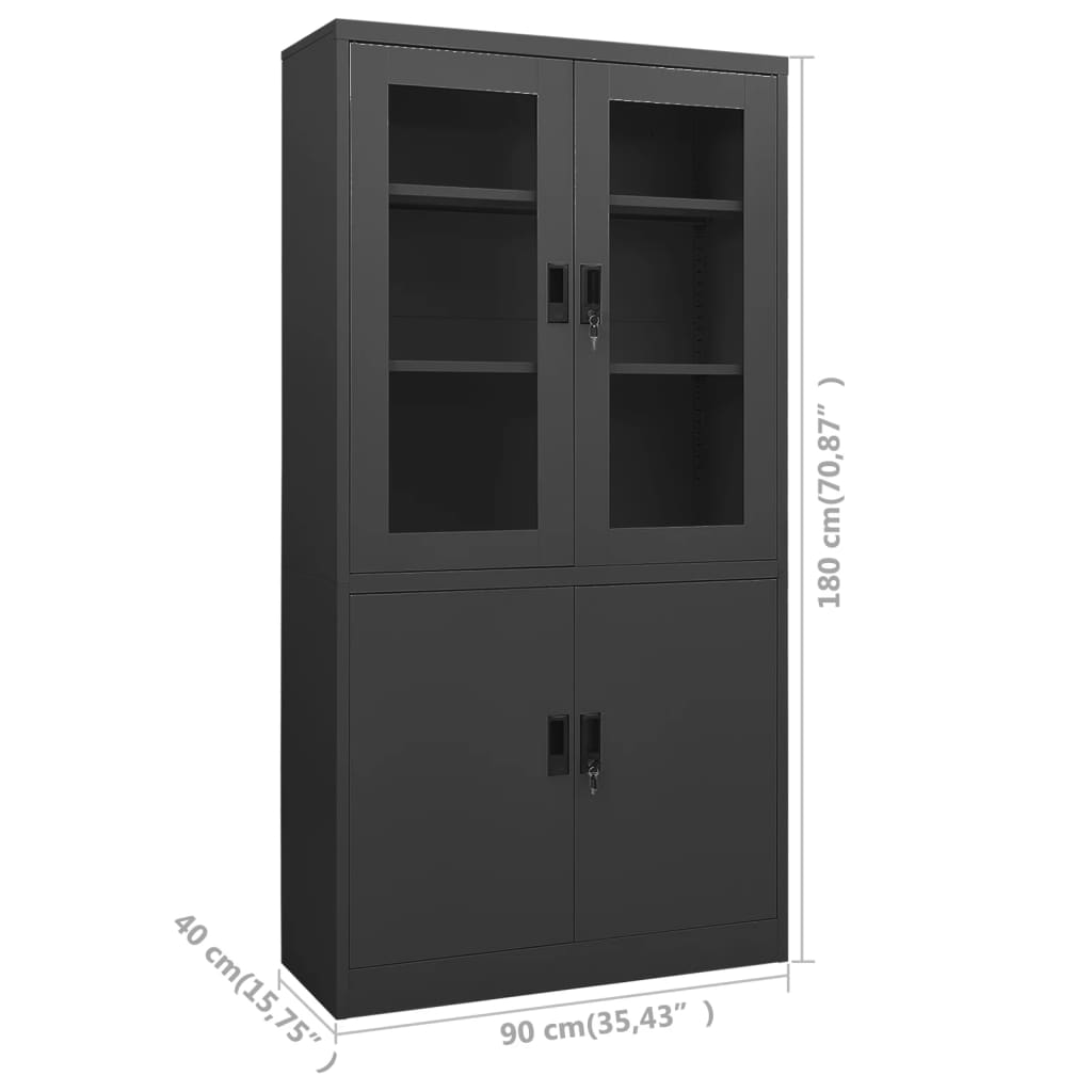 Office Cabinet Anthracite 90x40x180 cm Steel