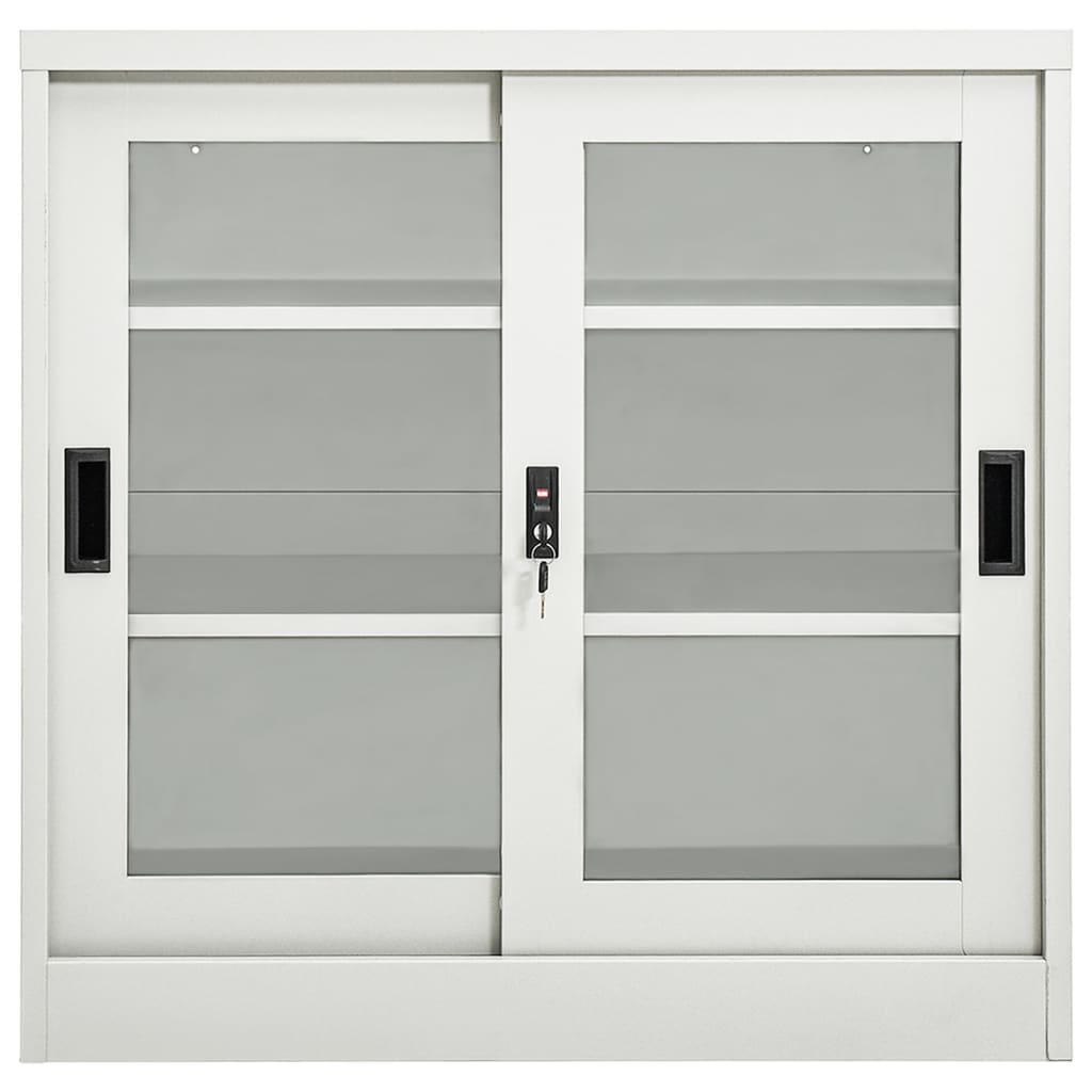Sliding Door Cabinet Light Grey 90x40x90 cm Steel