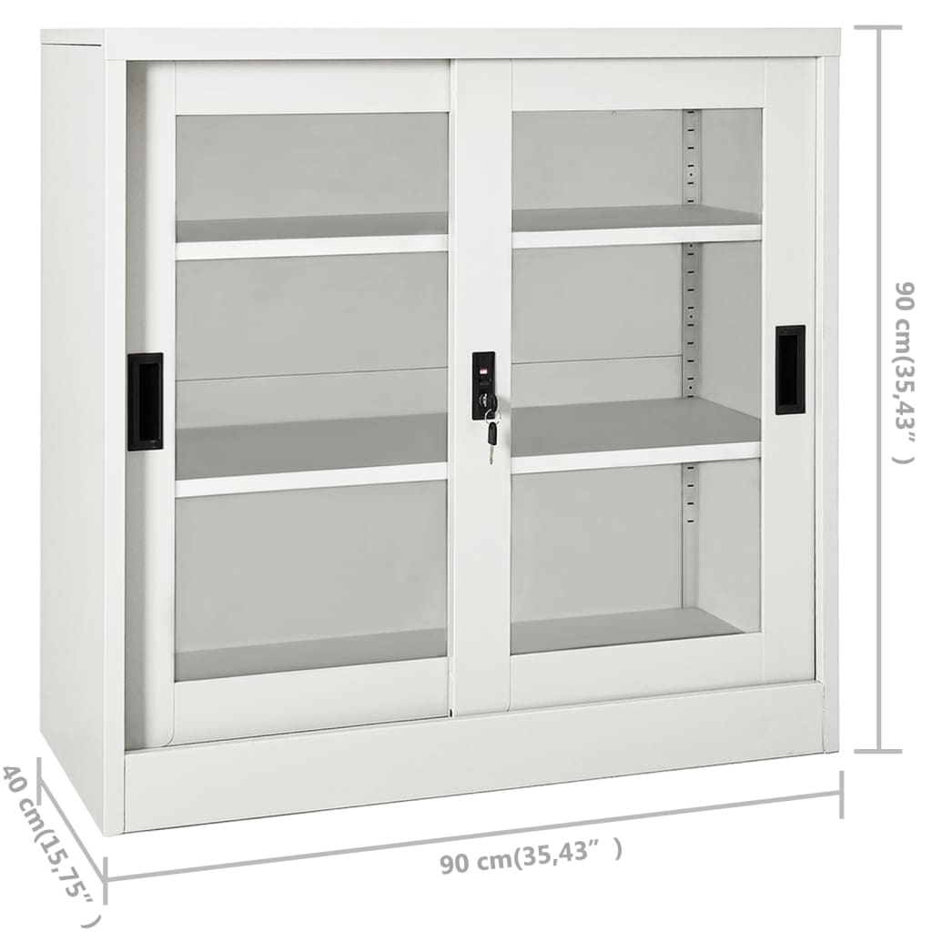 Sliding Door Cabinet Light Grey 90x40x90 cm Steel