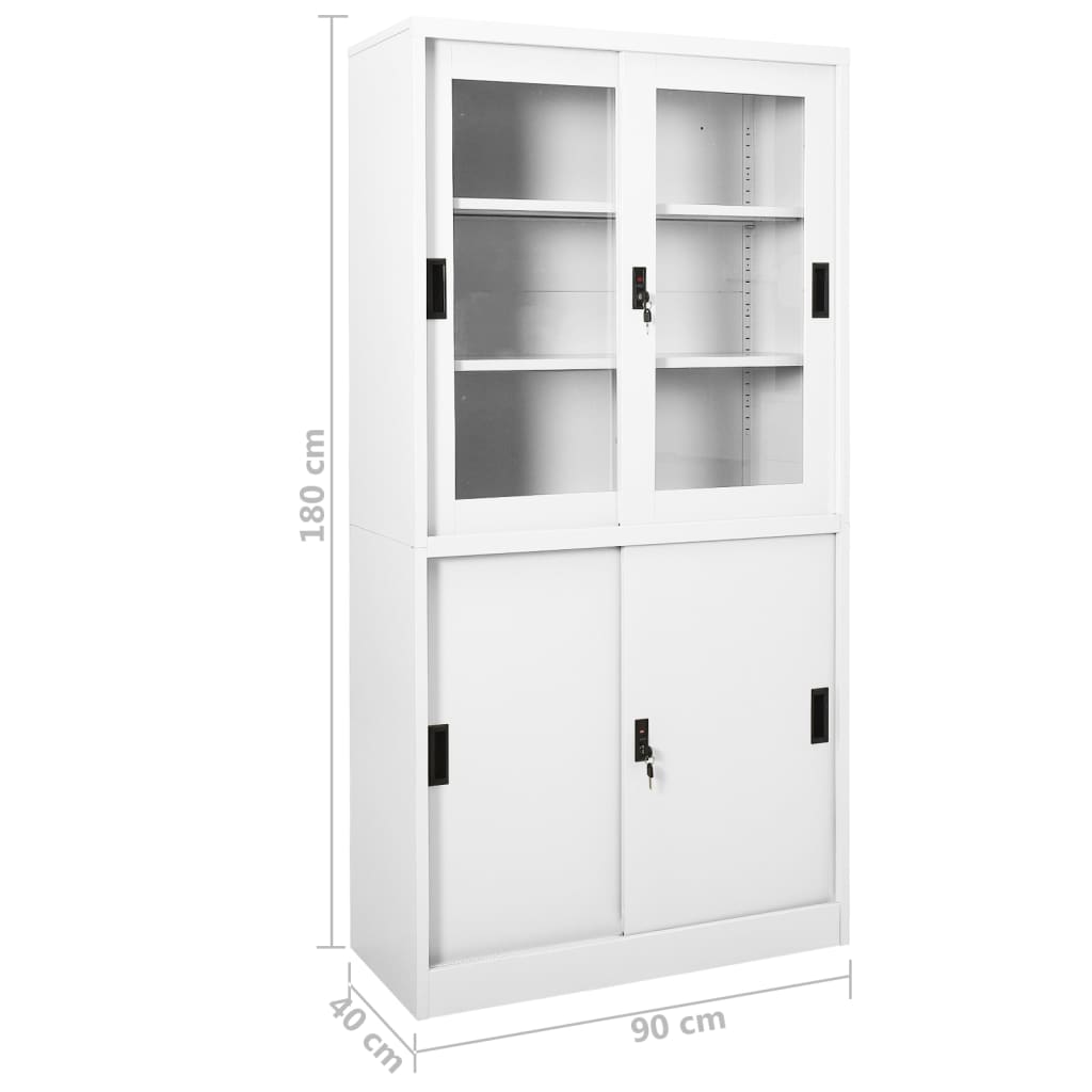 Office Cabinet with Sliding Door White 90x40x180 cm Steel