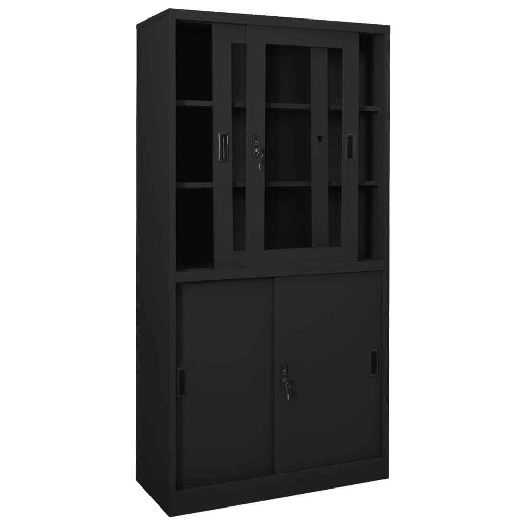 Office Cabinet with Sliding Door Anthracite 90x40x180 cm Steel