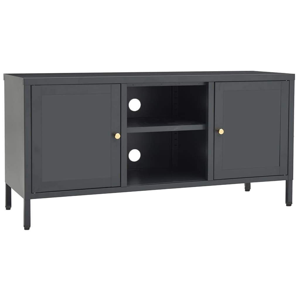 TV Cabinet Anthracite 105x35x52 cm Steel and Glass