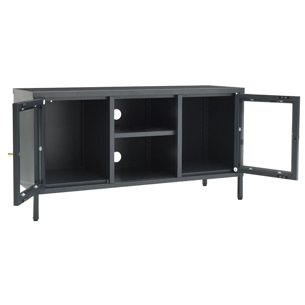 TV Cabinet Anthracite 105x35x52 cm Steel and Glass