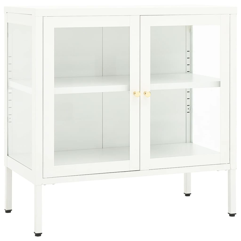Sideboard White 70x35x70 cm Steel and Glass