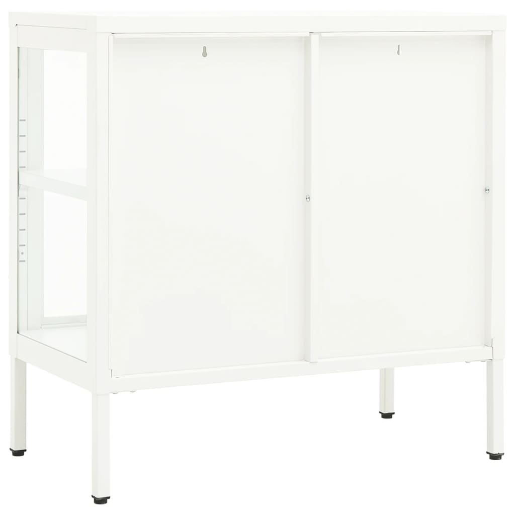 Sideboard White 70x35x70 cm Steel and Glass