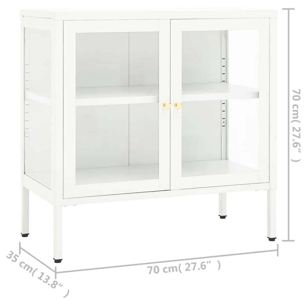 Sideboard White 70x35x70 cm Steel and Glass