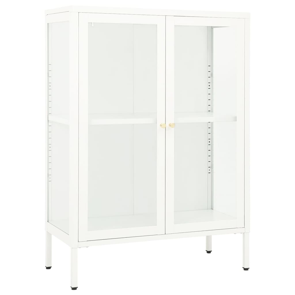 Sideboard White 75x35x105 cm Steel and Glass