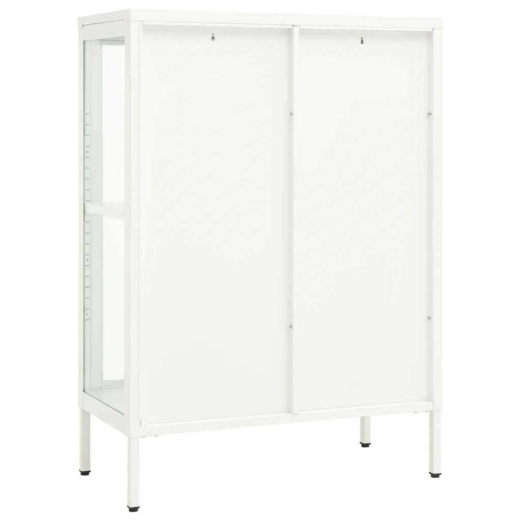 Sideboard White 75x35x105 cm Steel and Glass