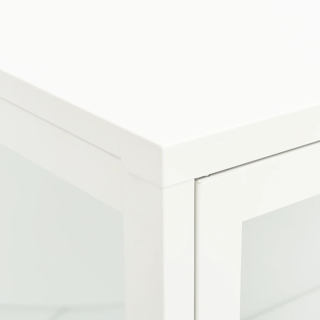 Sideboard White 75x35x105 cm Steel and Glass