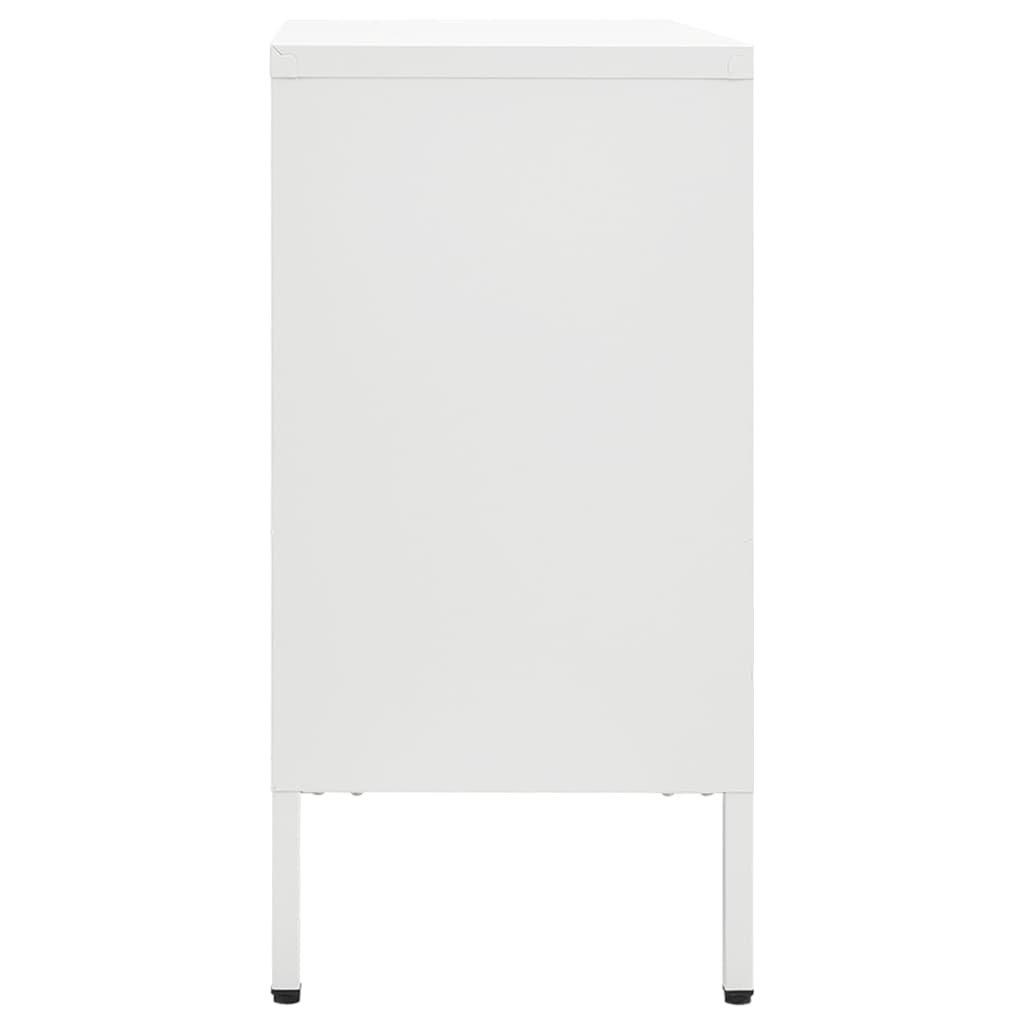 Sideboard White 75x35x70 cm Steel and Tempered Glass