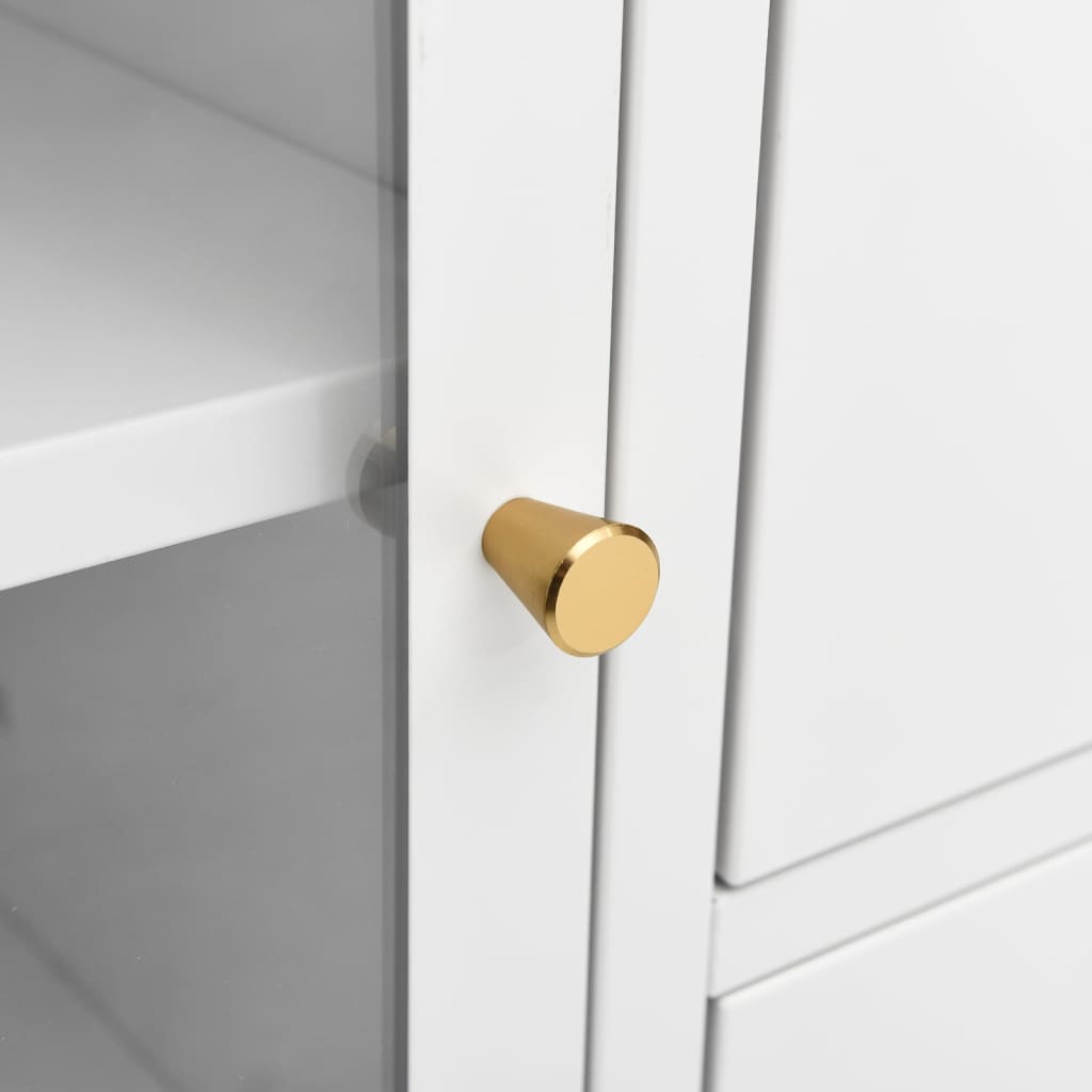 Sideboard White 75x35x70 cm Steel and Tempered Glass