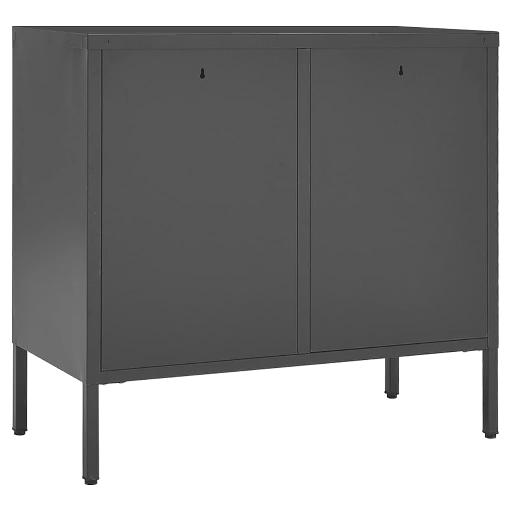 Sideboard Anthracite 75x35x70 cm Steel and Tempered Glass