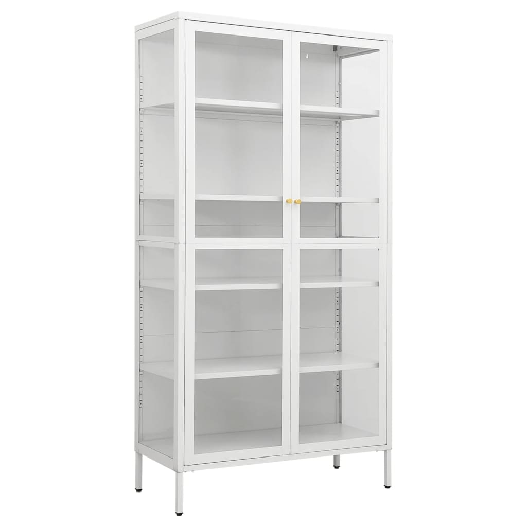 Display Cabinet White 90x40x180 cm Steel and Tempered Glass