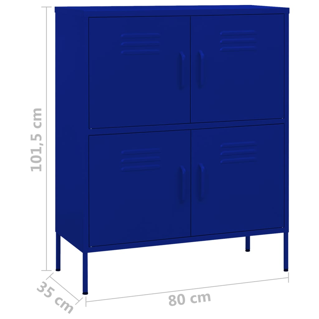 Storage Cabinet Navy Blue 80x35x101.5 cm Steel