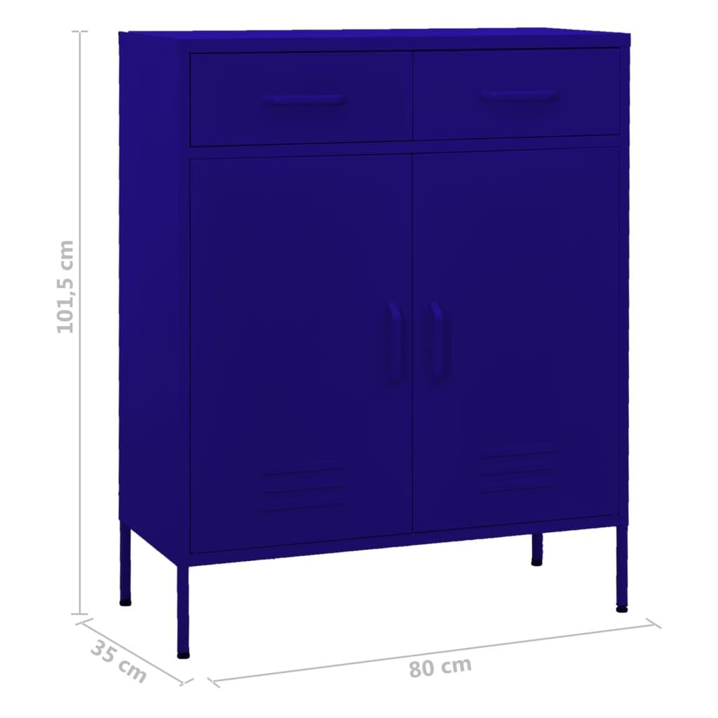 Storage Cabinet Navy Blue 80x35x101.5 cm Steel