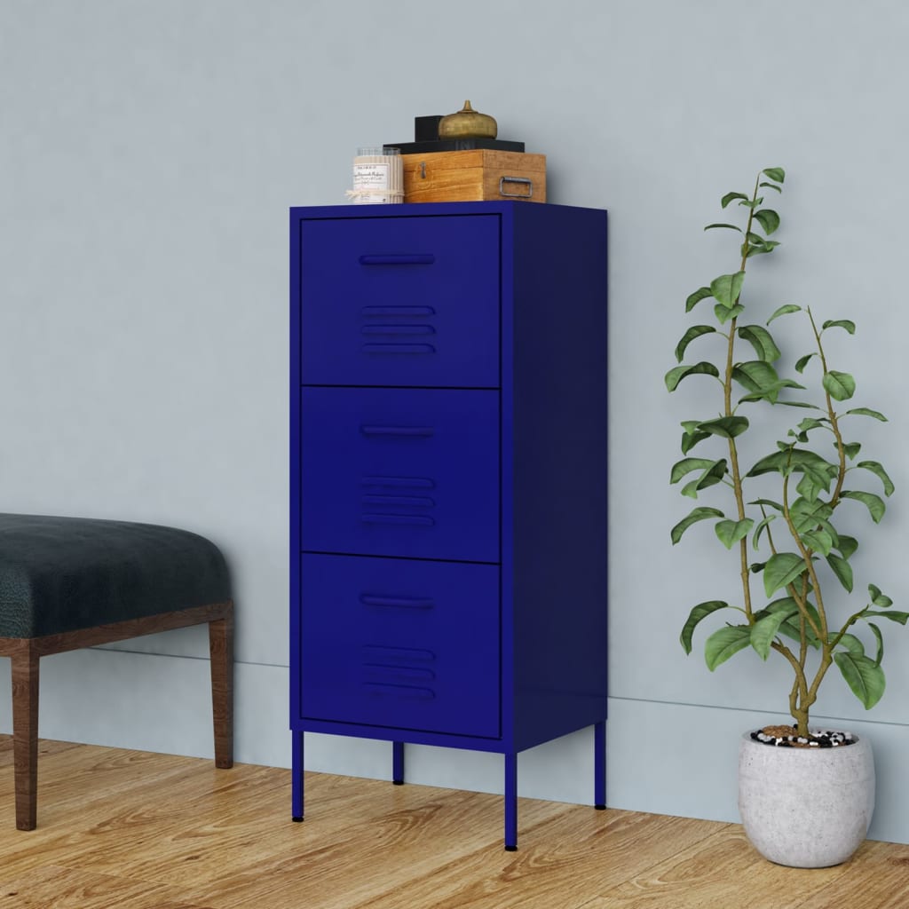Storage Cabinet Navy Blue 42.5x35x101.5 cm Steel