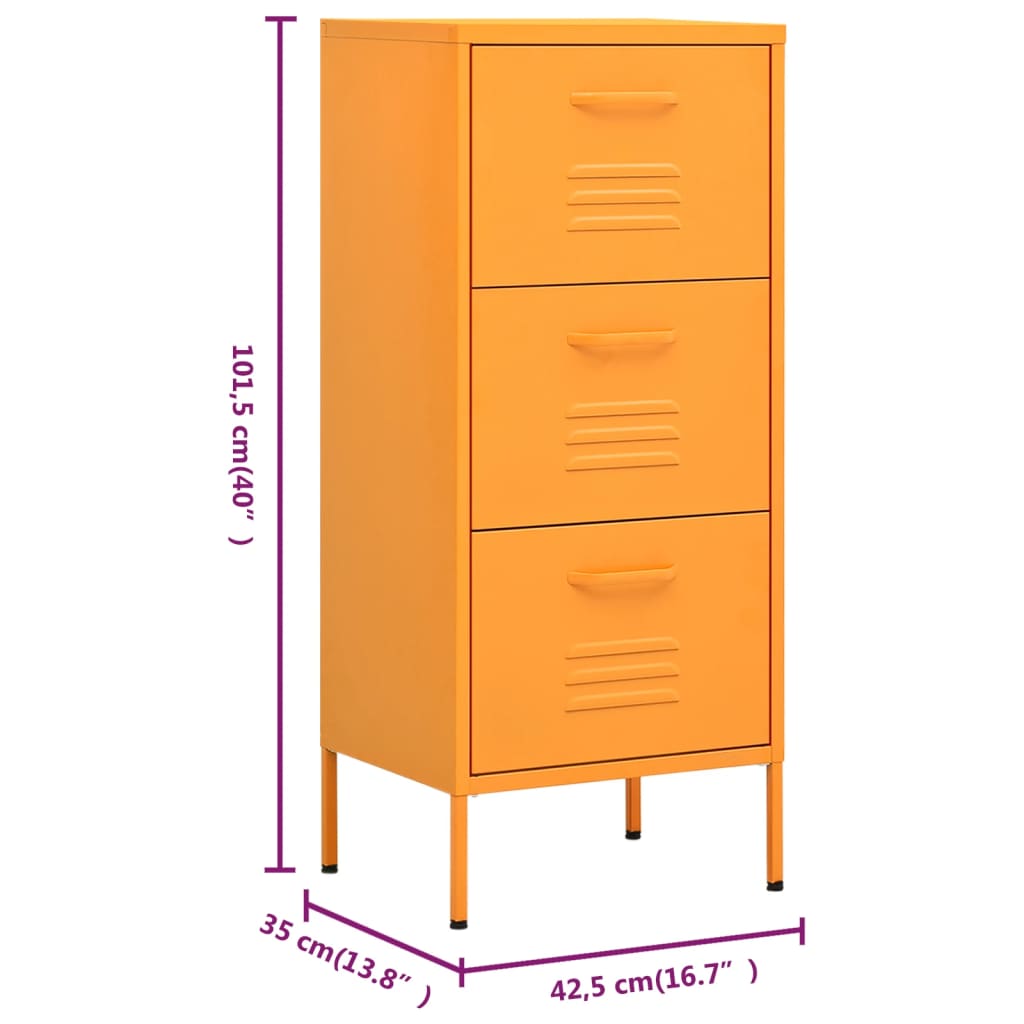 Storage Cabinet Mustard Yellow 42.5x35x101.5 cm Steel