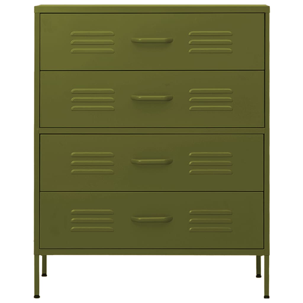 Chest of Drawers Olive Green 80x35x101.5 cm Steel