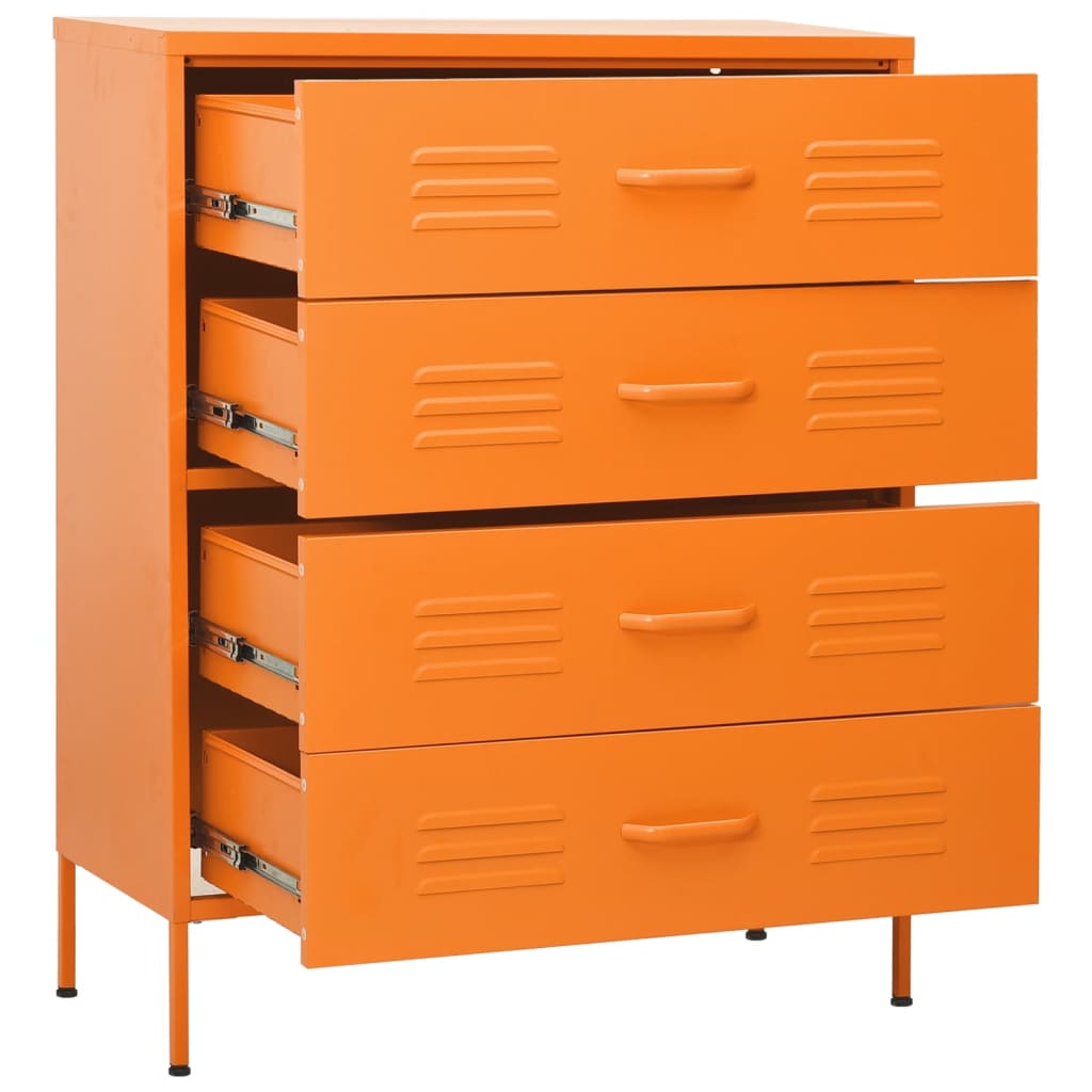 Chest of Drawers Orange 80x35x101.5 cm Steel