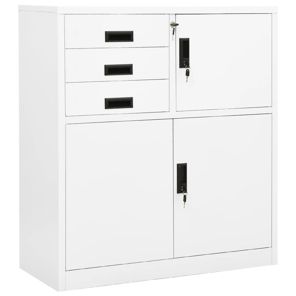 Office Cabinet White 90x40x102 cm Steel