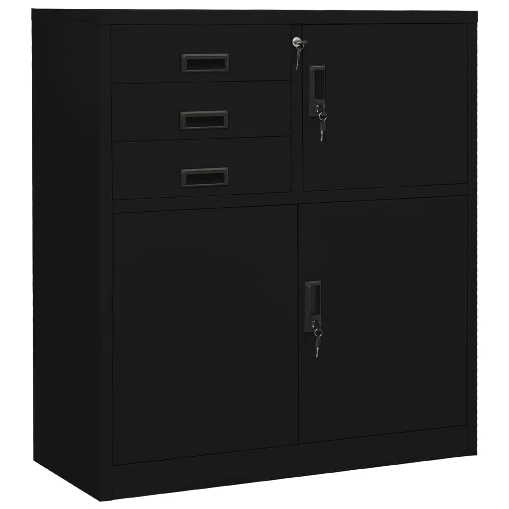 Office Cabinet Black 90x40x102 cm Steel