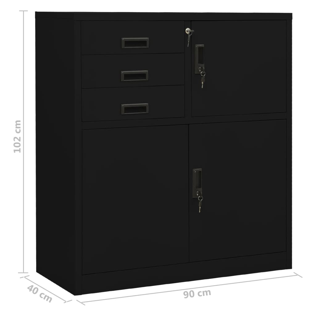 Office Cabinet Black 90x40x102 cm Steel
