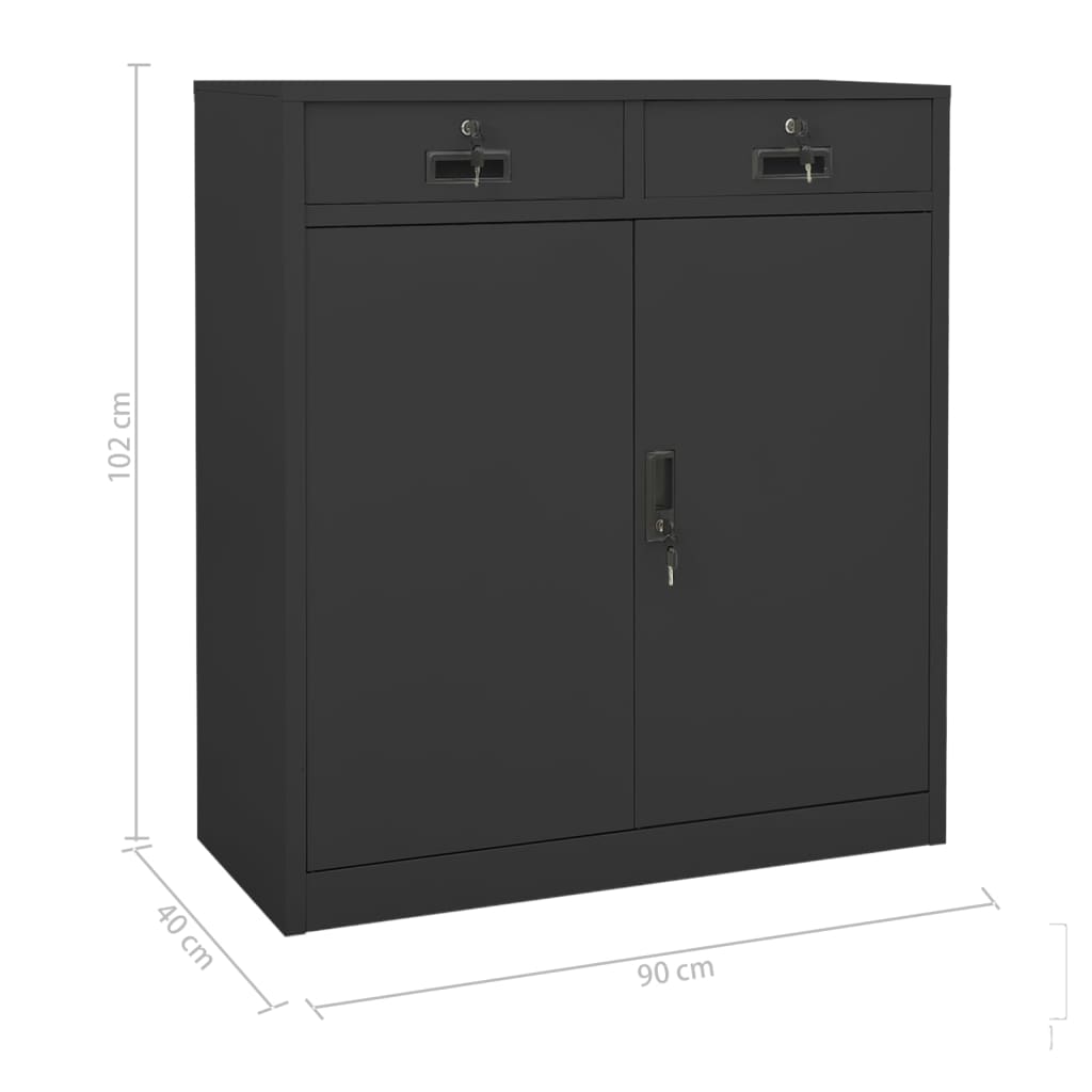 Office Cabinet Anthracite 90x40x102 cm Steel