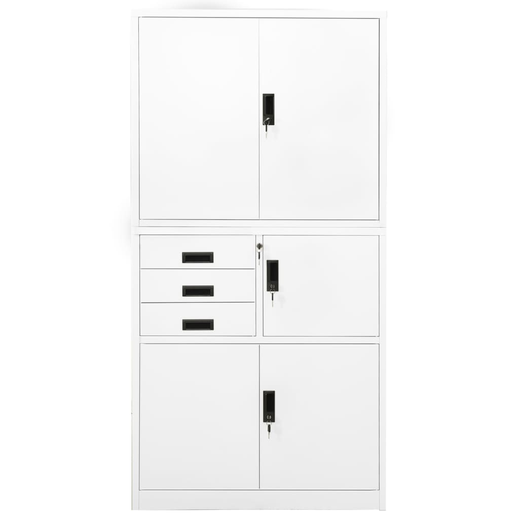 Office Cabinet White 90x40x180 cm Steel