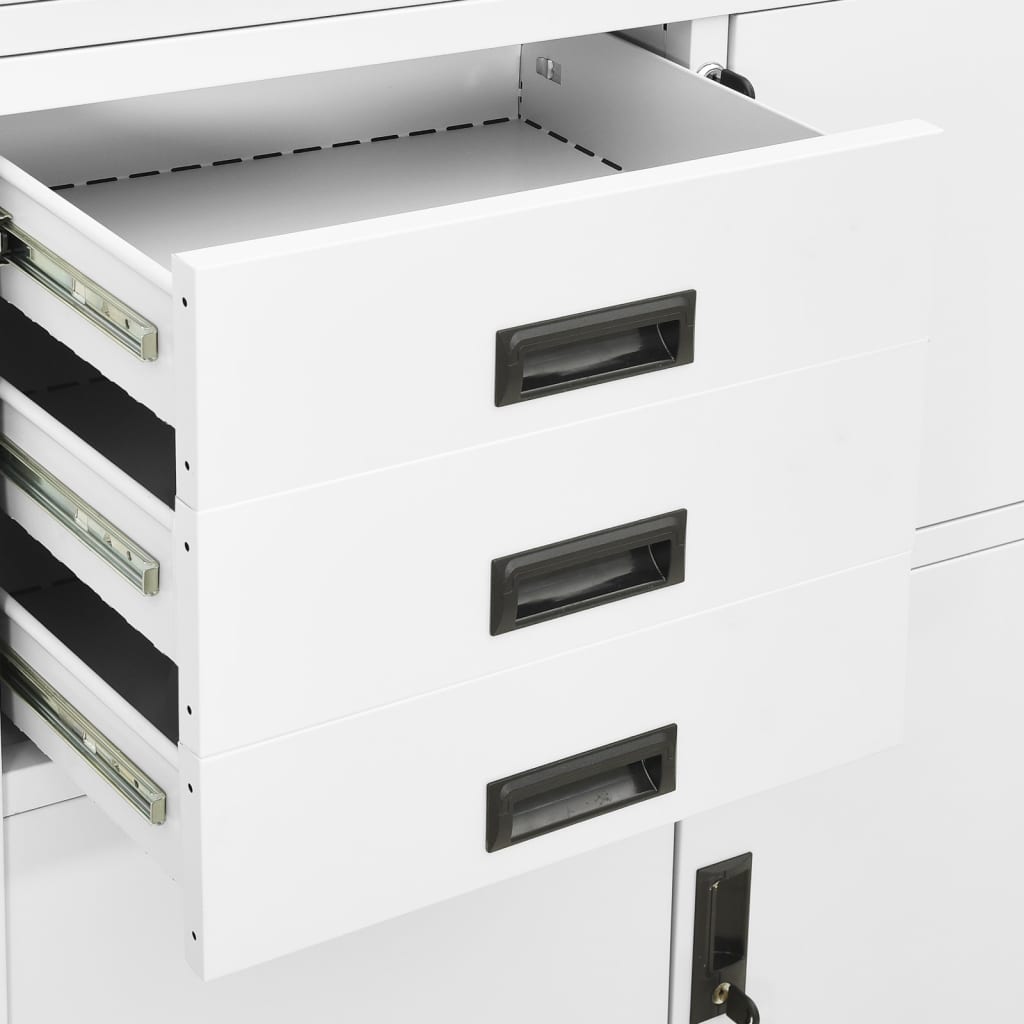 Office Cabinet White 90x40x180 cm Steel