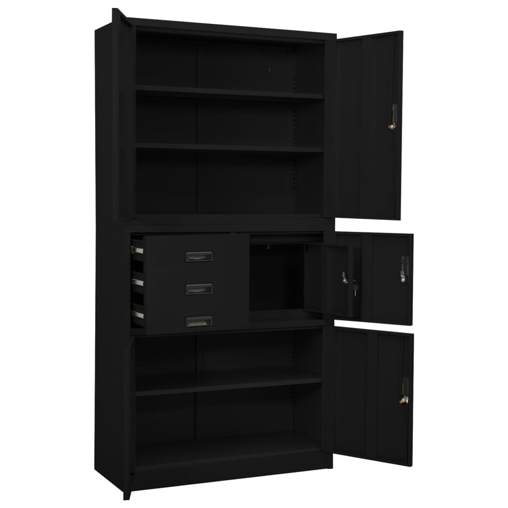 Office Cabinet Black 90x40x180 cm Steel